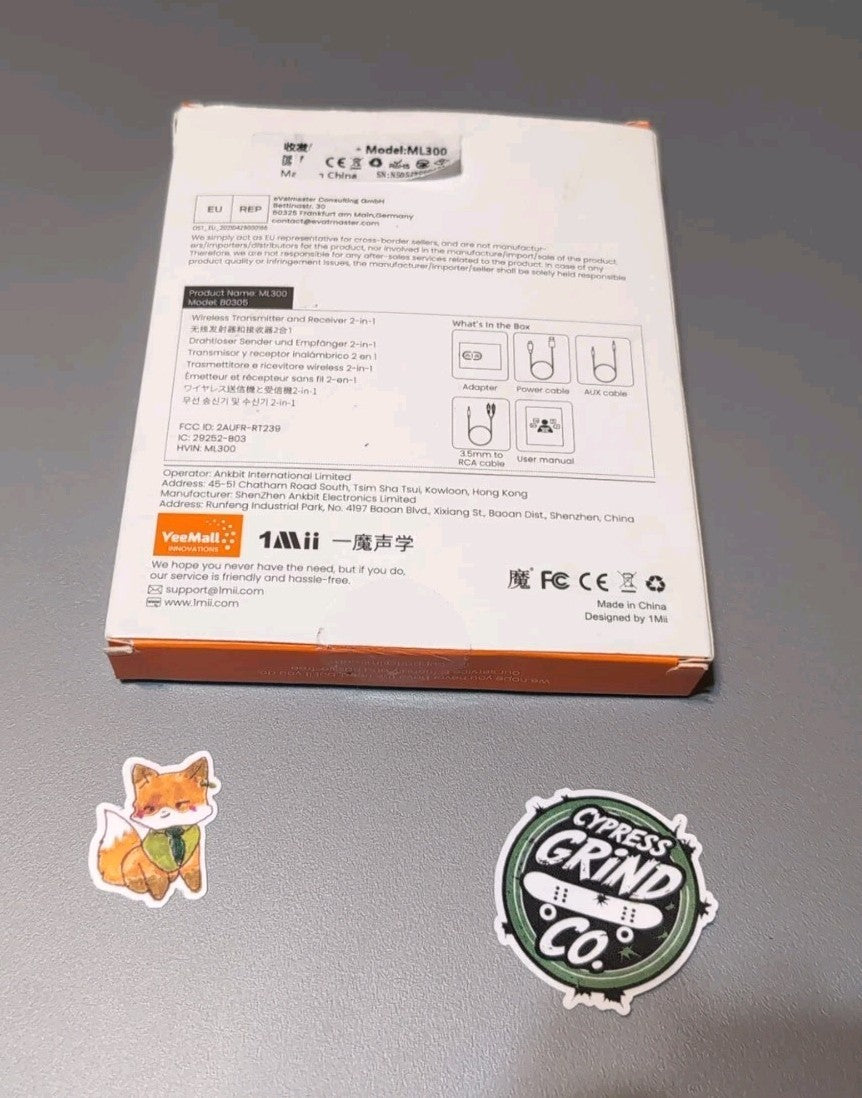 1Mii Bluetooth 5.3 Transmitter Receiver – Dual Link AptX HD/Low Latency AUX