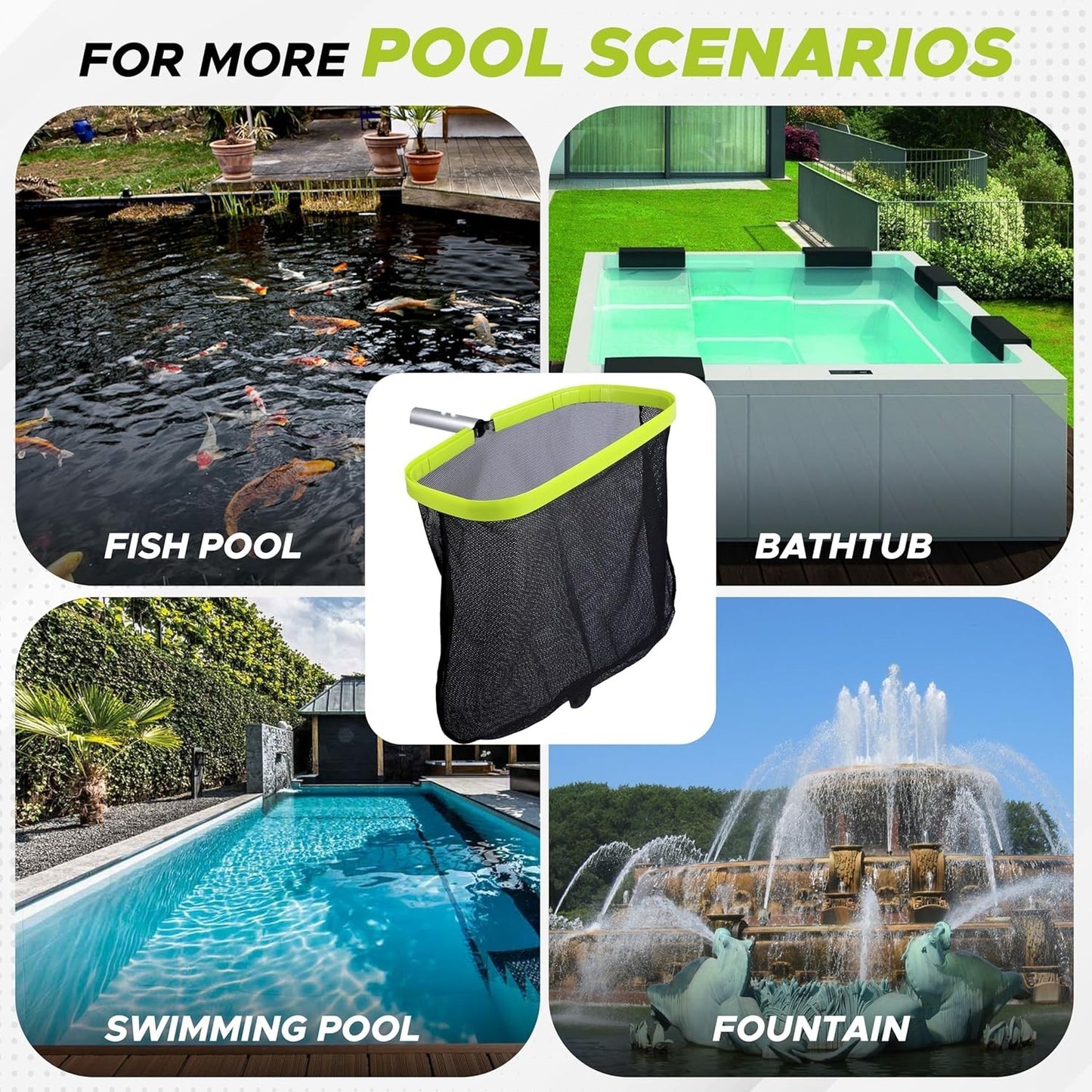 17.5" Pool Leaf Skimmer Net Heavy Duty Double Layer Mesh for Pool, Pond, Spa