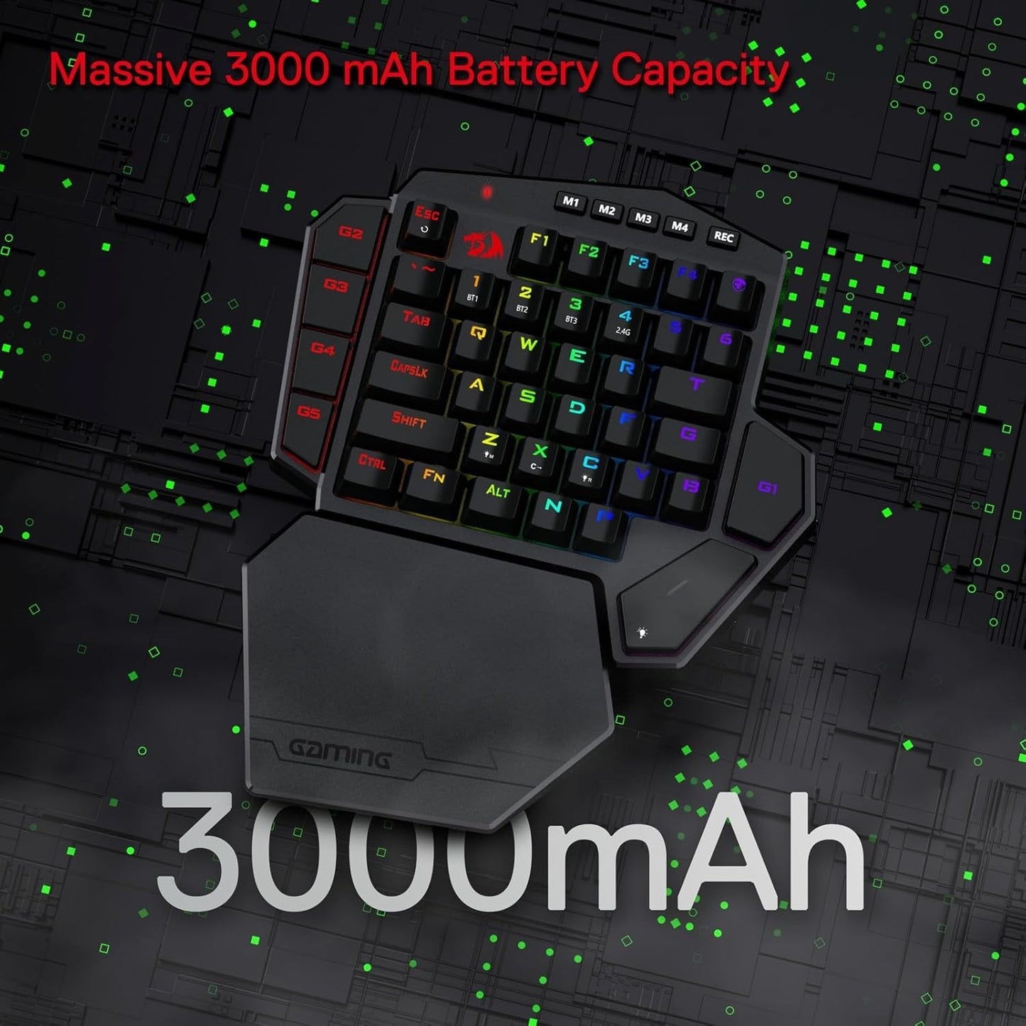 Redragon K585 DITI One-Handed RGB Mechanical Gaming Keyboard Rechargeable Blue