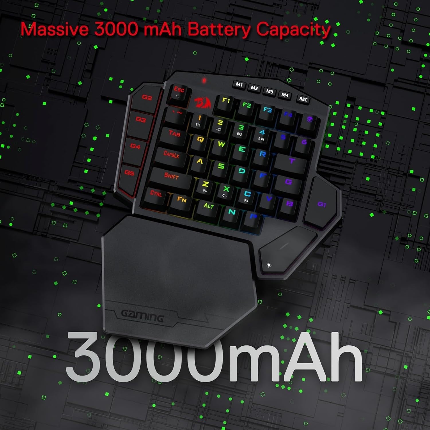 Redragon K585 DITI One-Handed RGB Mechanical Gaming Keyboard Rechargeable Blue
