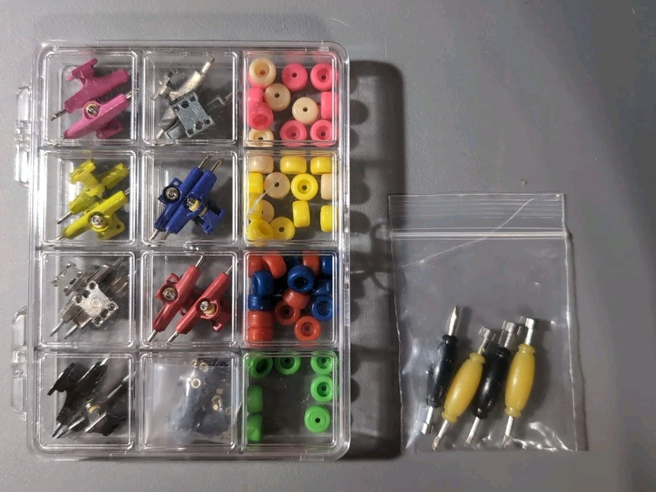 Fingerboard Repair Kit Trucks Wheels Screws Tools Box 31mm 96mm