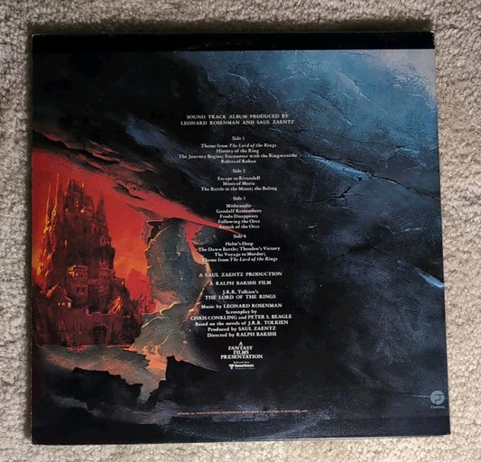 1978 Lord Of The Rings Motion Picture Soundtrack Two Record Vinyl Set LOR-1