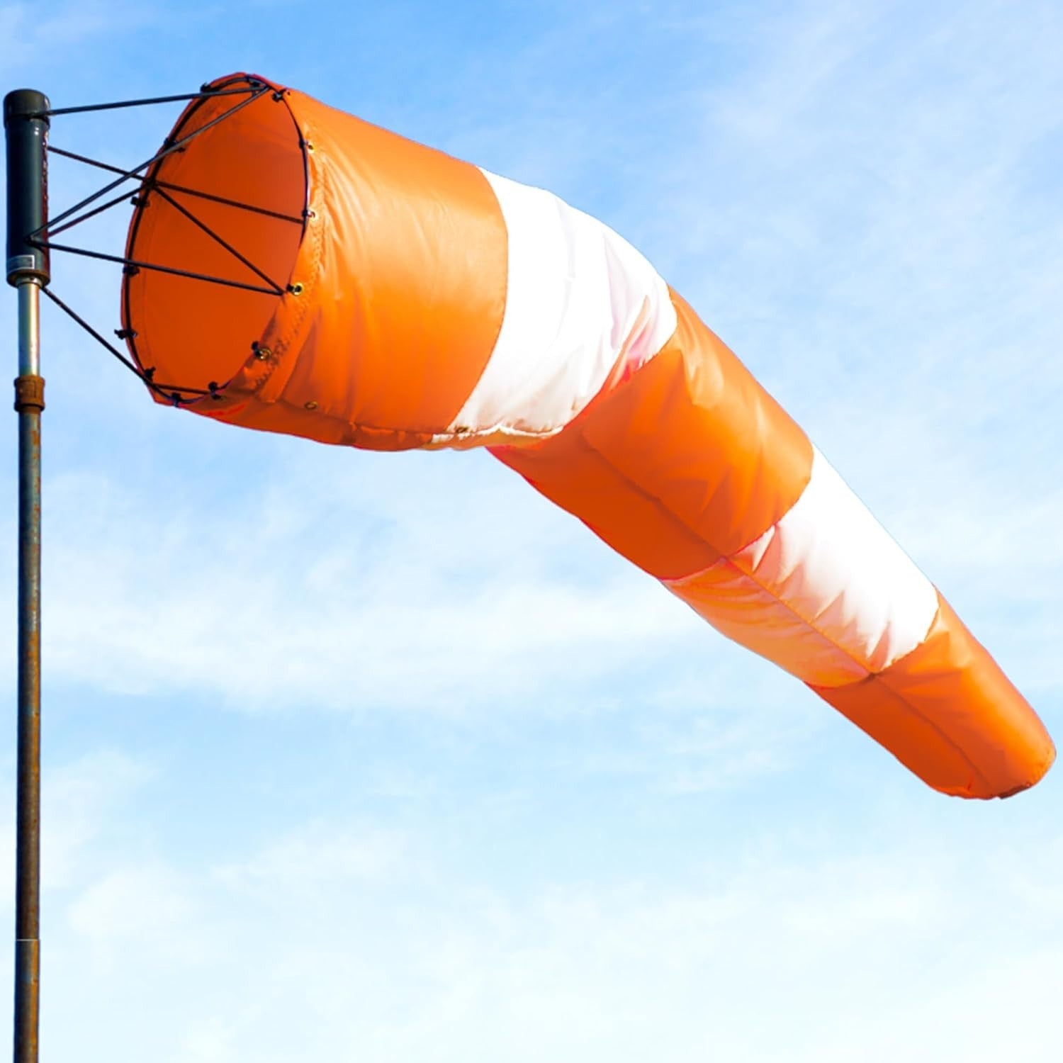 18"x96" FAA Compliant Airport Windsock – Orange/White – Heavy Duty – Sock Only
