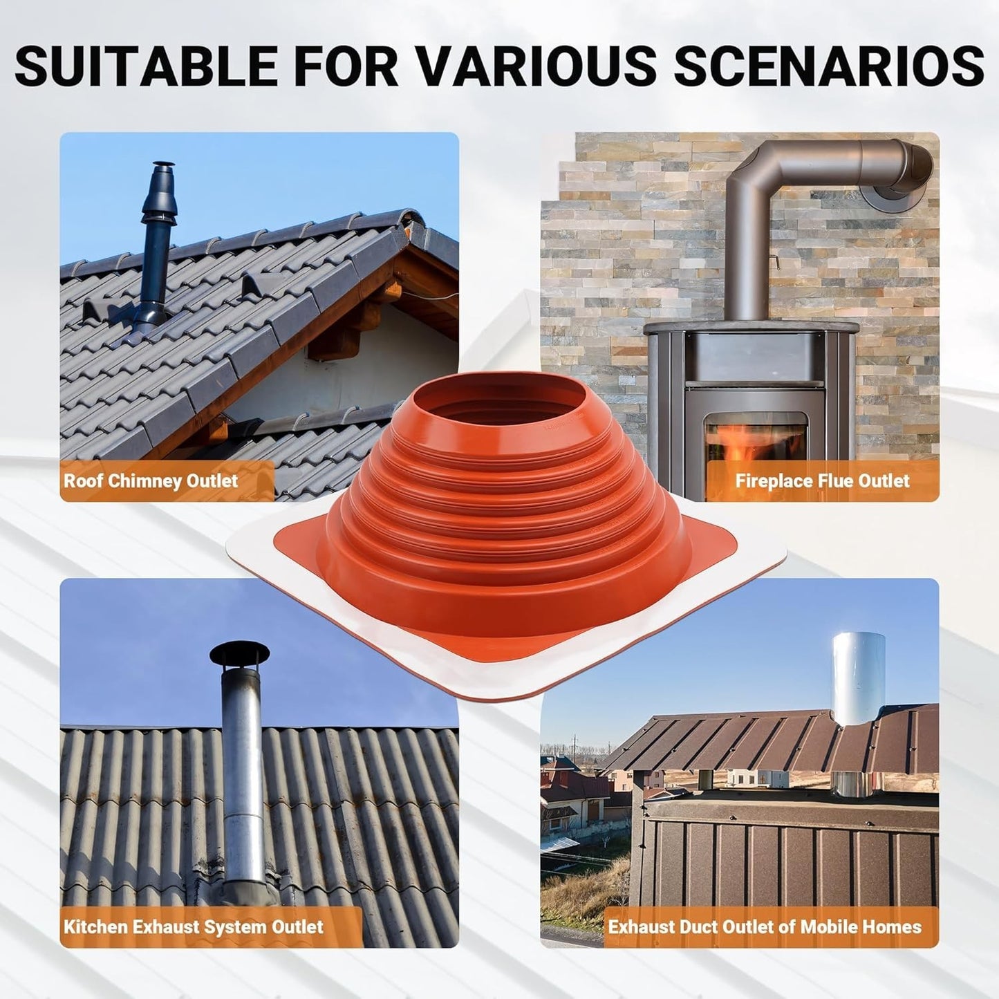 #7 High Temp Silicone Roof Pipe Flashing Boot 6–11in OD Metal Roof Vent Cover Sq