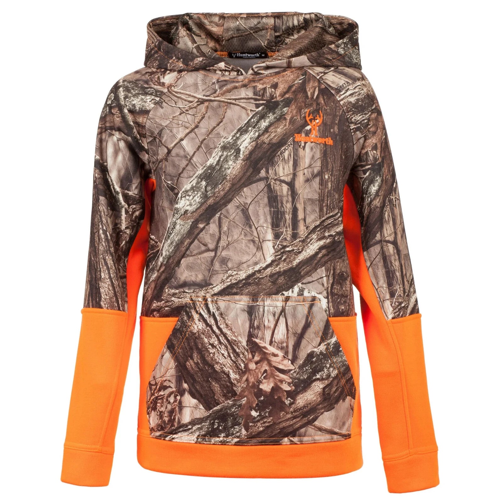 Huntworth Boys' Hidd'n Camo/Blaze Knit Jersey Hoodie Size M 10-12