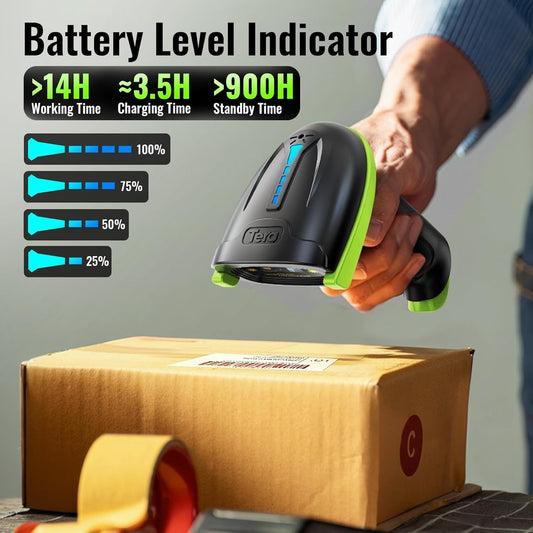 Tera Barcode Scanner Wireless Versatile Wireless + Wired USB Handheld Green NEW
