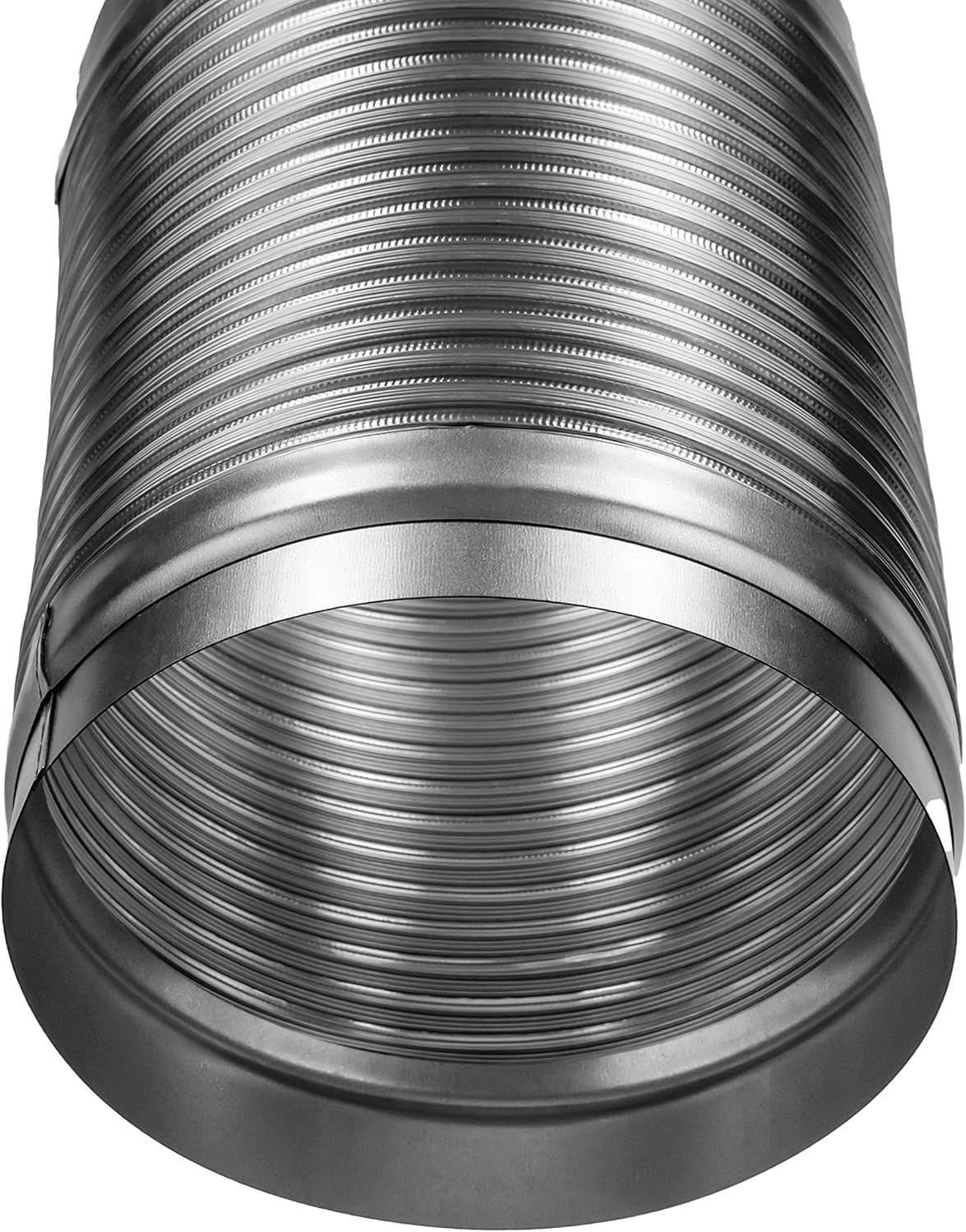 8" Flexible Aluminum Duct Connector Dryer Vent Hose w/ Steel Ends (0.82–1.64ft)