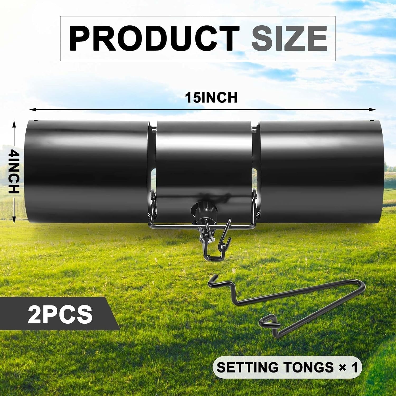 Tube Squirrel Trap Rust Resistant Trap 4.5'' Diameter with a Setting Tongs 2 Pcs