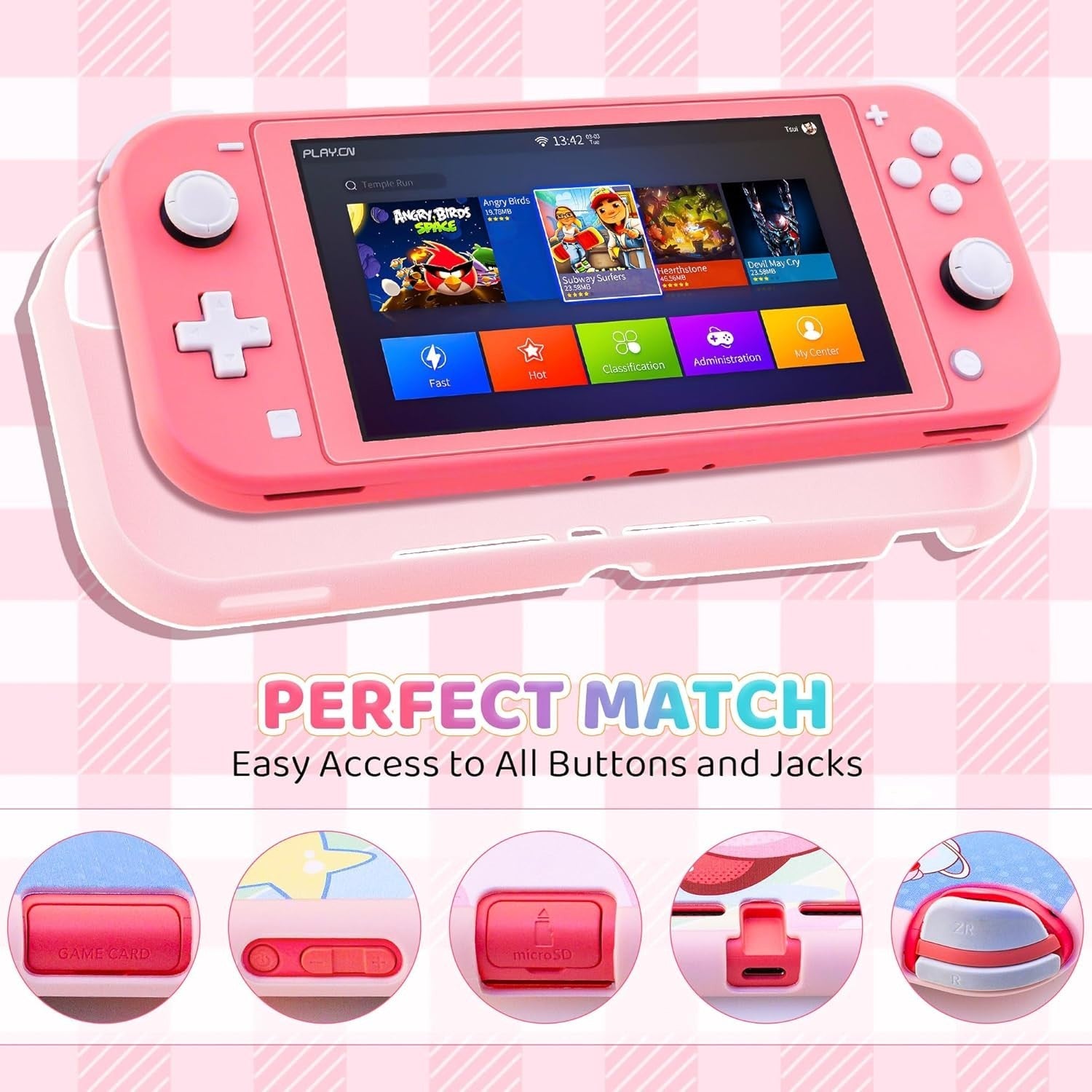 Pink Travel Carrying Case for Nintendo Switch Lite Cute Accessories NEW