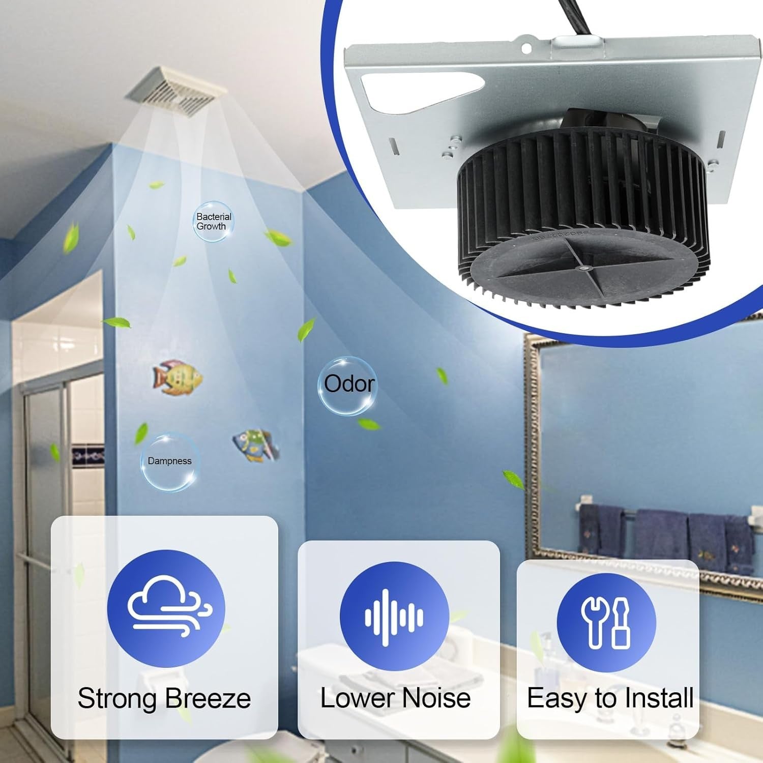 S97015162 Bathroom Exhaust Fan Motor Fits Broan/NuTone 110 CFM 8"x8¼"x5¾" Housin