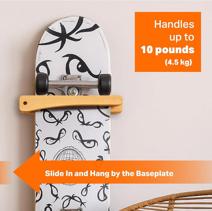 2 Pack Vertical Skateboard Wall Mount Wood Rack Holder Display Hanger Stand