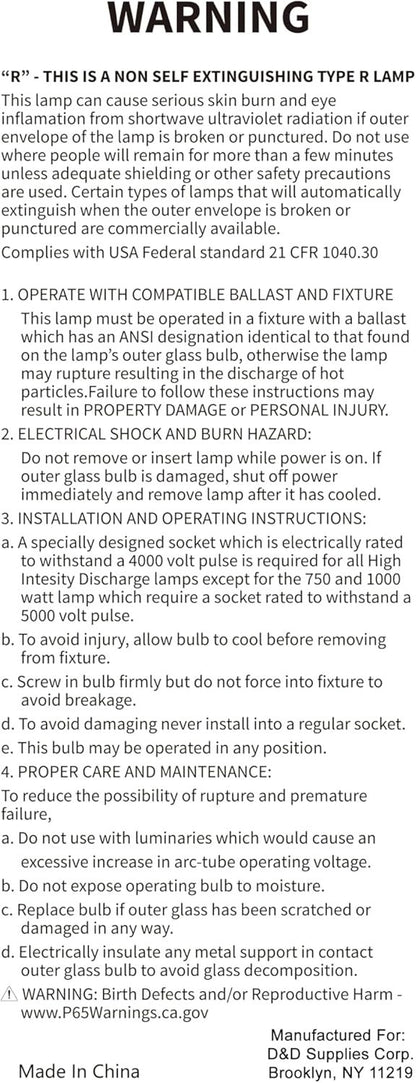 Bluex Bulbs 3-Pack MH400/U/MOG 400W Metal Halide ED37 M59 E39 Base HID Lamp