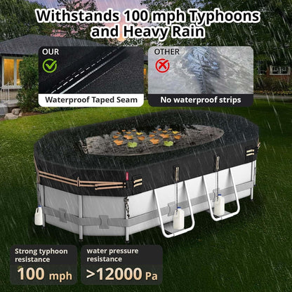 QH.HOME Oval Pool Cover for 9x18 Ft Bestway/Intex/Coleman Frame Oval Pool, [E