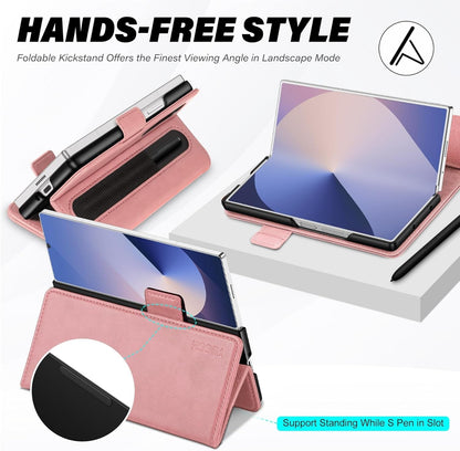 TUCCH Compatible with Galaxy Z Fold6 Wallet Case with S Pen Holder - Pink - New