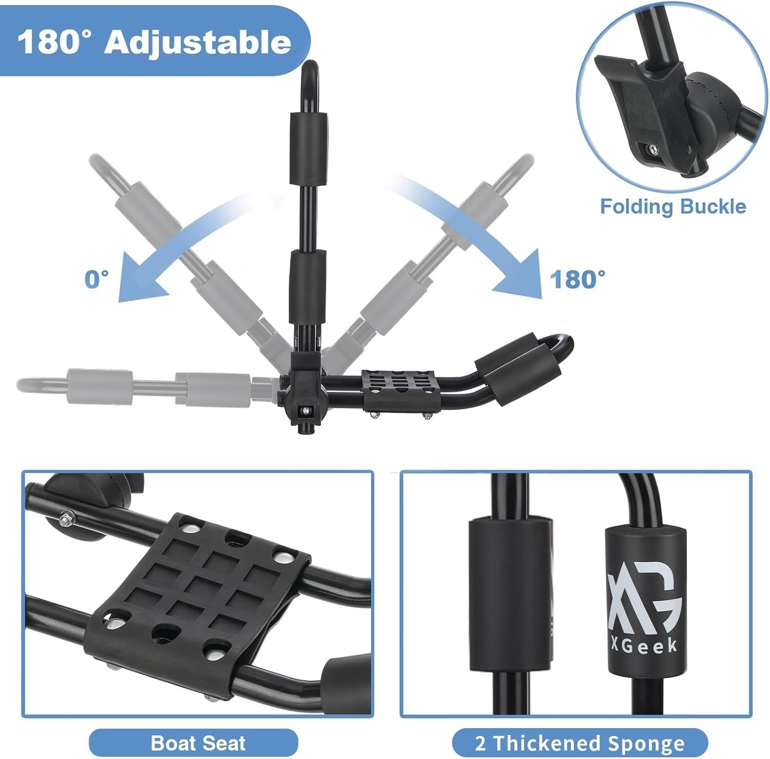 XGeek Foldable Kayak Roof Rack J-Style Carrier for Car SUV Truck 158 lb Capacity
