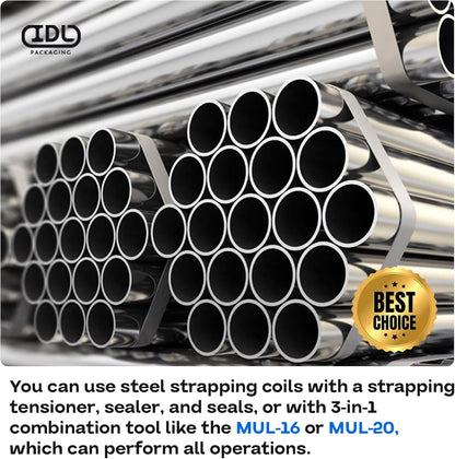 IDL Packaging 5/8" x .020" x 200' Steel Strapping Coil (1400 Lbs Break Strength)