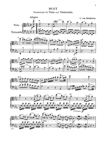 Duet for Viola and Cello by Beethoven Kalmus Edition Sheet Music