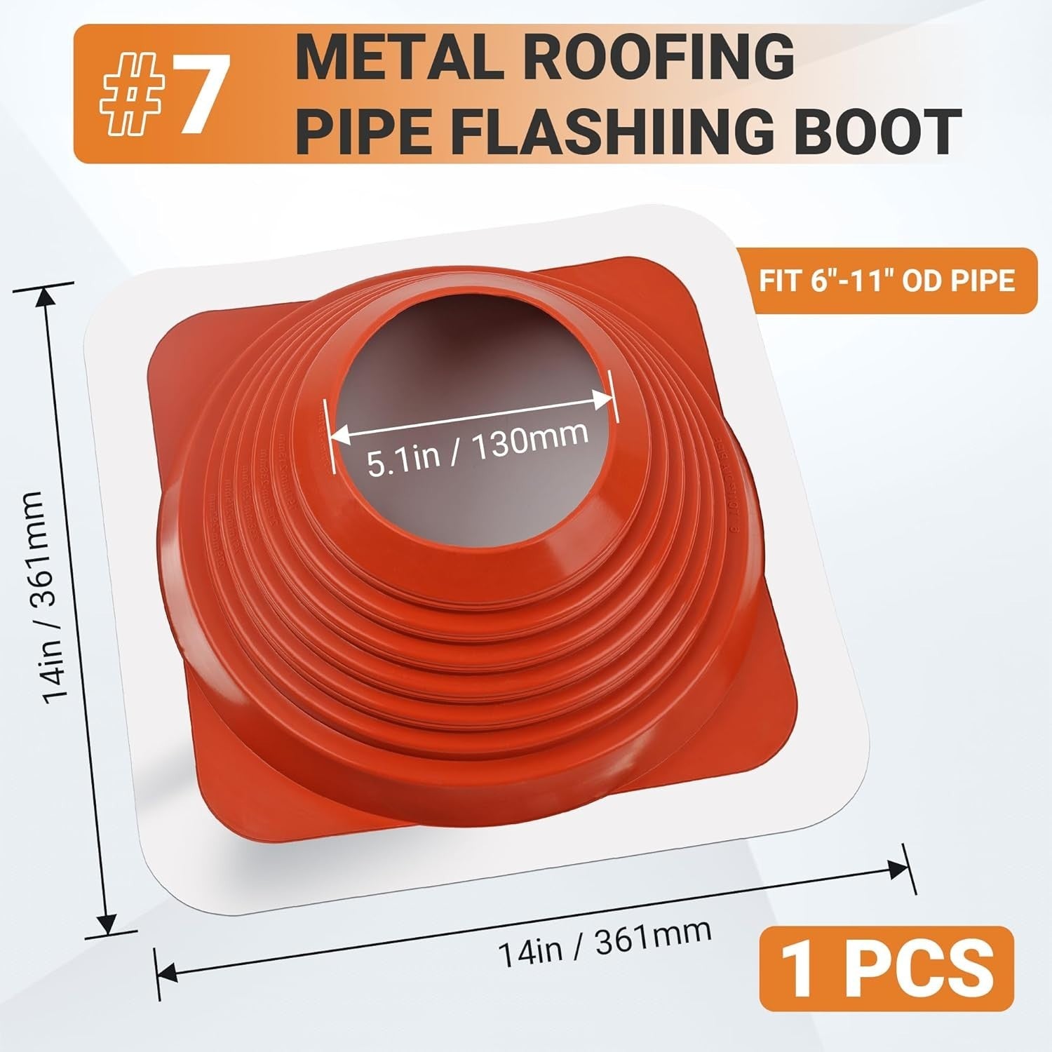 #7 High Temp Silicone Roof Pipe Flashing Boot 6–11in OD Metal Roof Vent Cover Sq