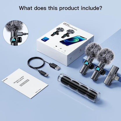 Leettus Black Interviews Vlog Short Video Wireless Lavalier Microphone 2pcs