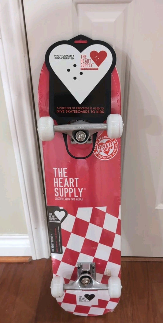 The Heart Supply 54mm Kids Teens Adults Skateboard Red White Checkerboard