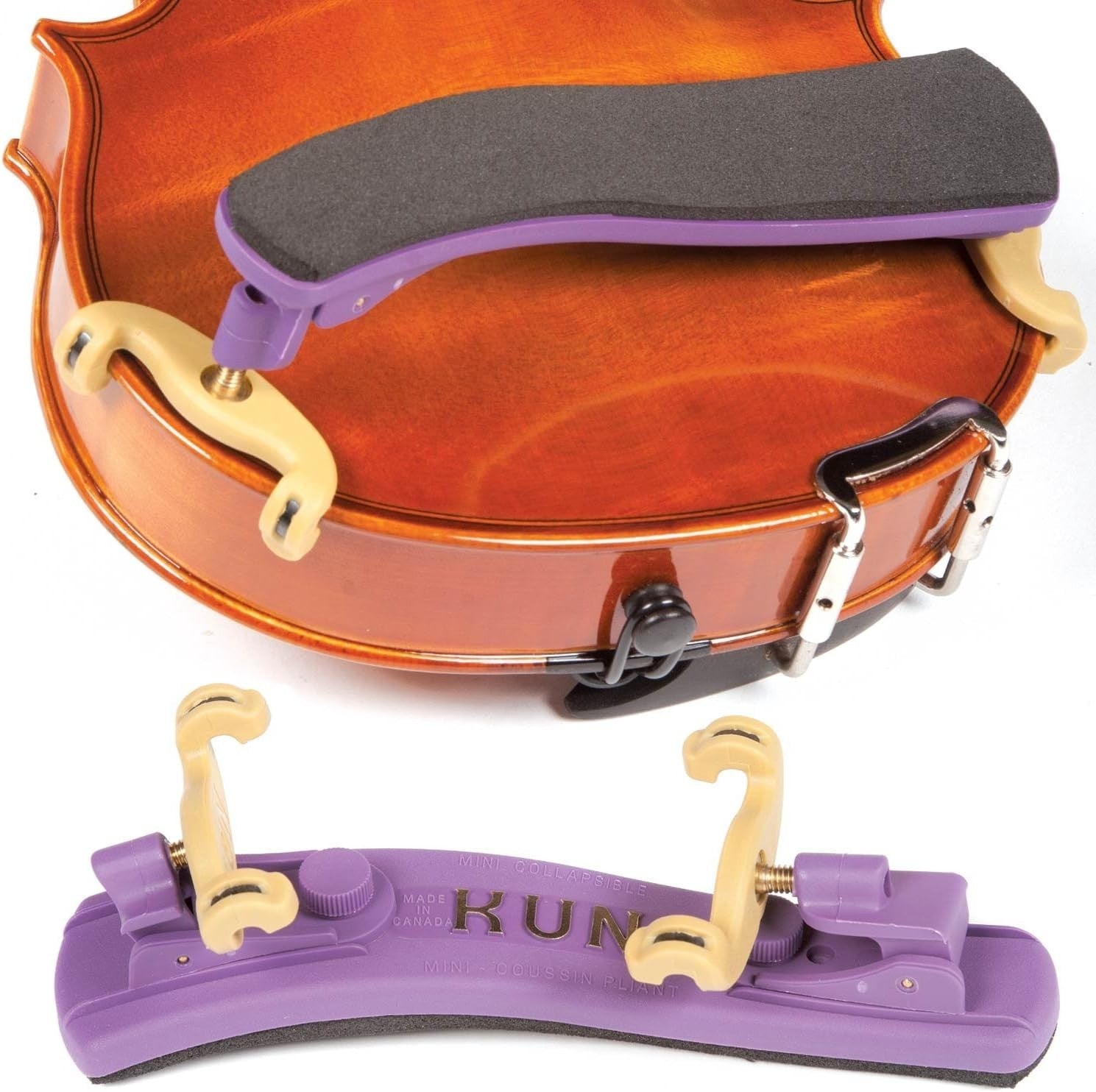 Kun Collapsible Mini Violin Shoulder Rest 1/16–1/4 Size – Purple – Open Box