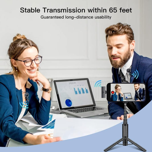 Leettus Black Interviews Vlog Short Video Wireless Lavalier Microphone 2pcs