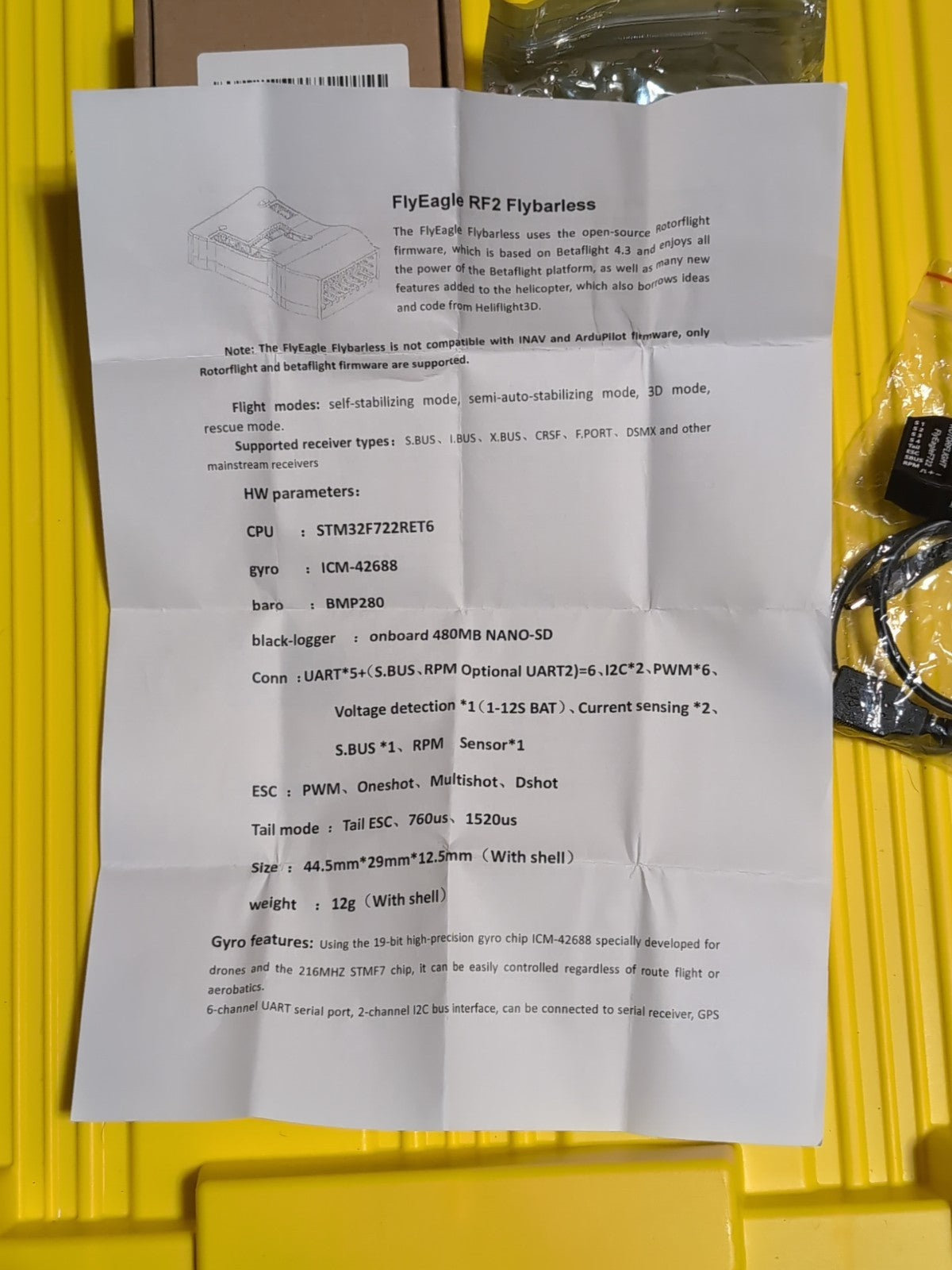 FlyEagle RF2 Flybarless Gyro Stabilizer Flight Controller Rotorflight/Betaflight