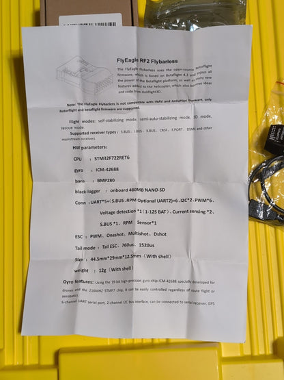 FlyEagle RF2 Flybarless Gyro Stabilizer Flight Controller Rotorflight/Betaflight