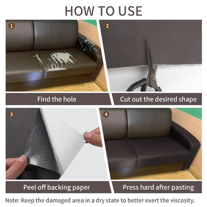 Leather Repair Tape Self Adhesive Leather Patch for Couch, Sofas Car Dark Brown