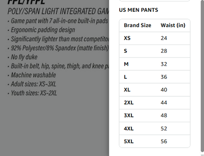 Rawlings Men's Fpl Lightweight Football Pants with integrated pads 3XL Black