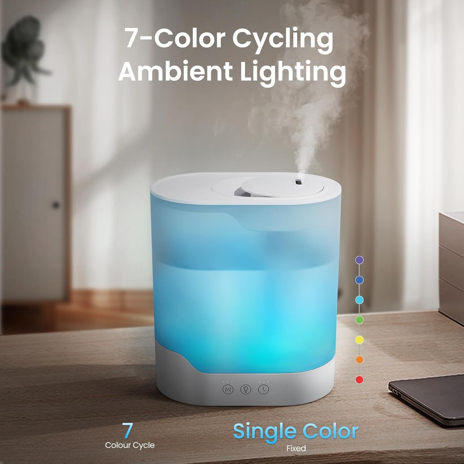 Air Humidifier for Bedroom, 3L Top-Fill Cool Mist