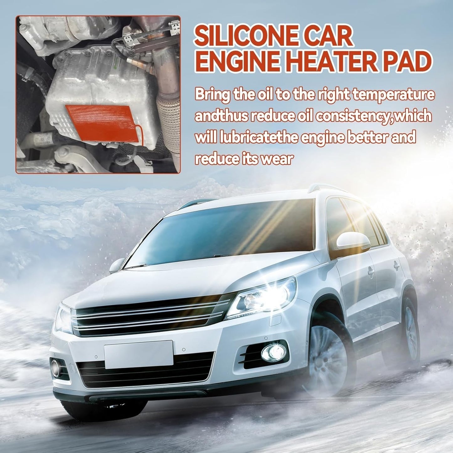 Car Engine Silicone Heating Pad 120v,300w 6x8" for Metal Surface (2 Pcs Orange)