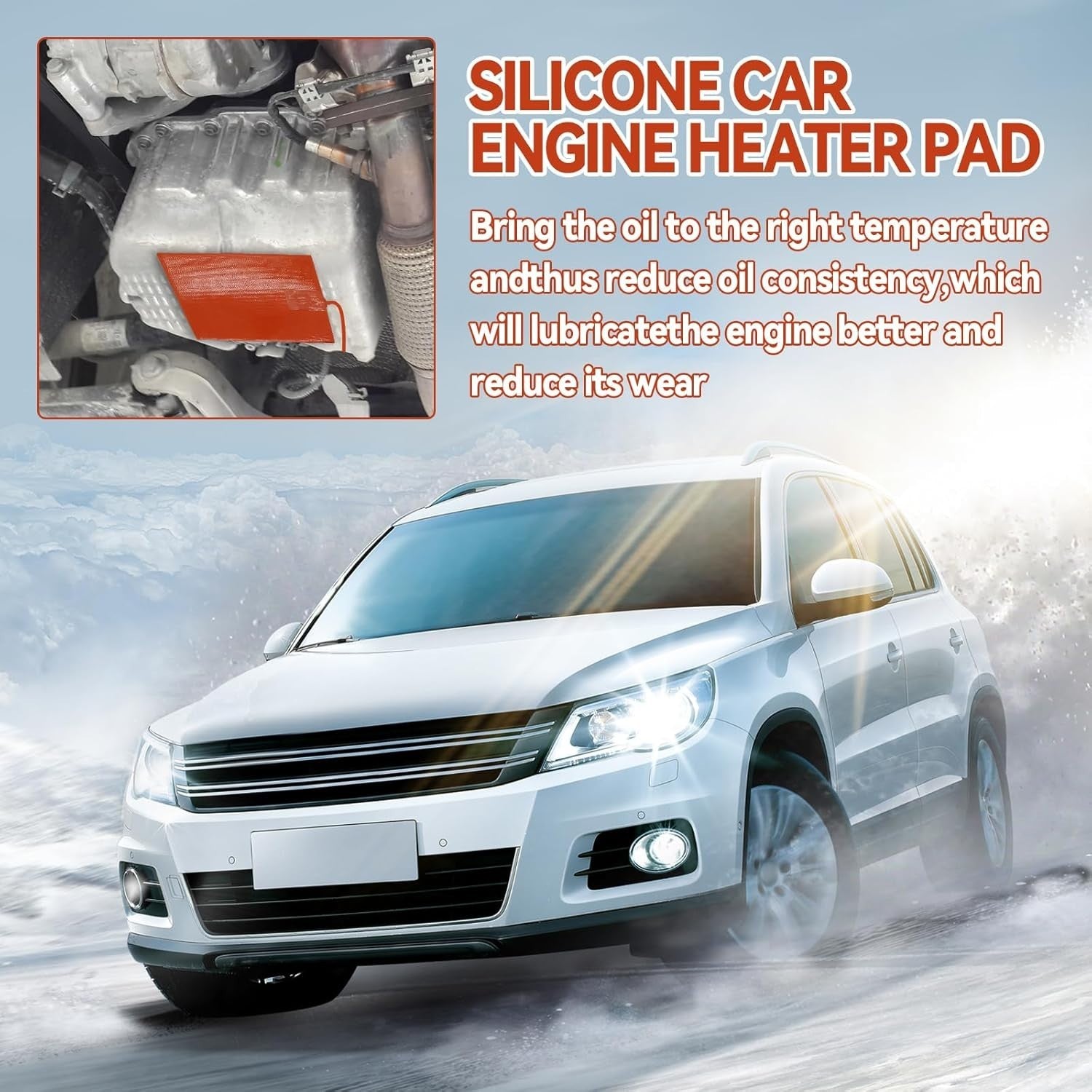 Car Engine Silicone Heating Pad 120v,300w 6x8" for Metal Surface (2 Pcs Orange)