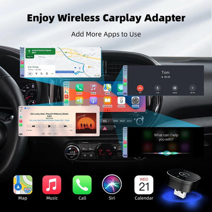 Wireless CarPlay Adapter Mini USB/Type C 5.8GHz Fast Connect for iPhone Black