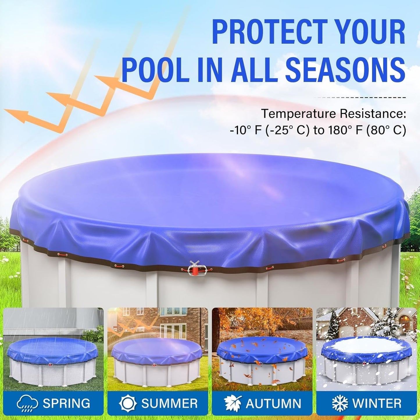 21ft Round Winter Pool Cover 500D Extra Thick Above Ground w Winch Cable