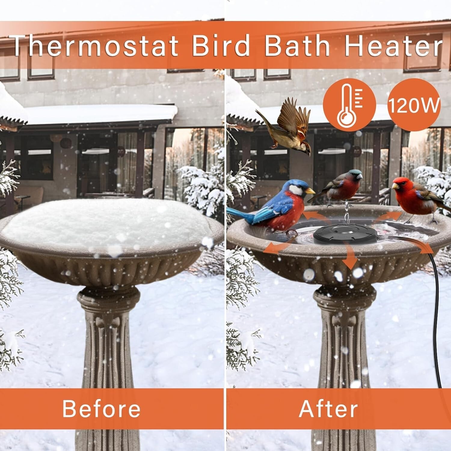 Bird Bath Heater,Birdbaths De-Icer,Birdbath Water Heater Deicer ,Black