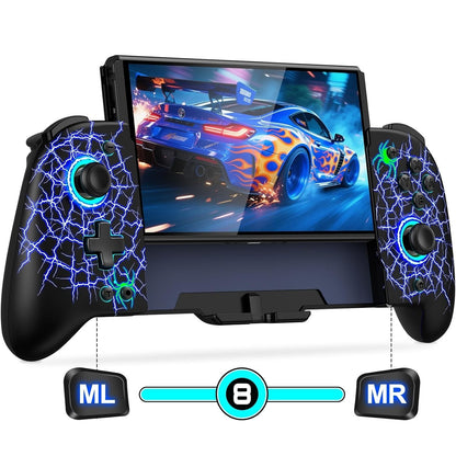 No-Drift Switch Controller Full-Size Grip Wireless Joypad w/ Lights Spider Silk