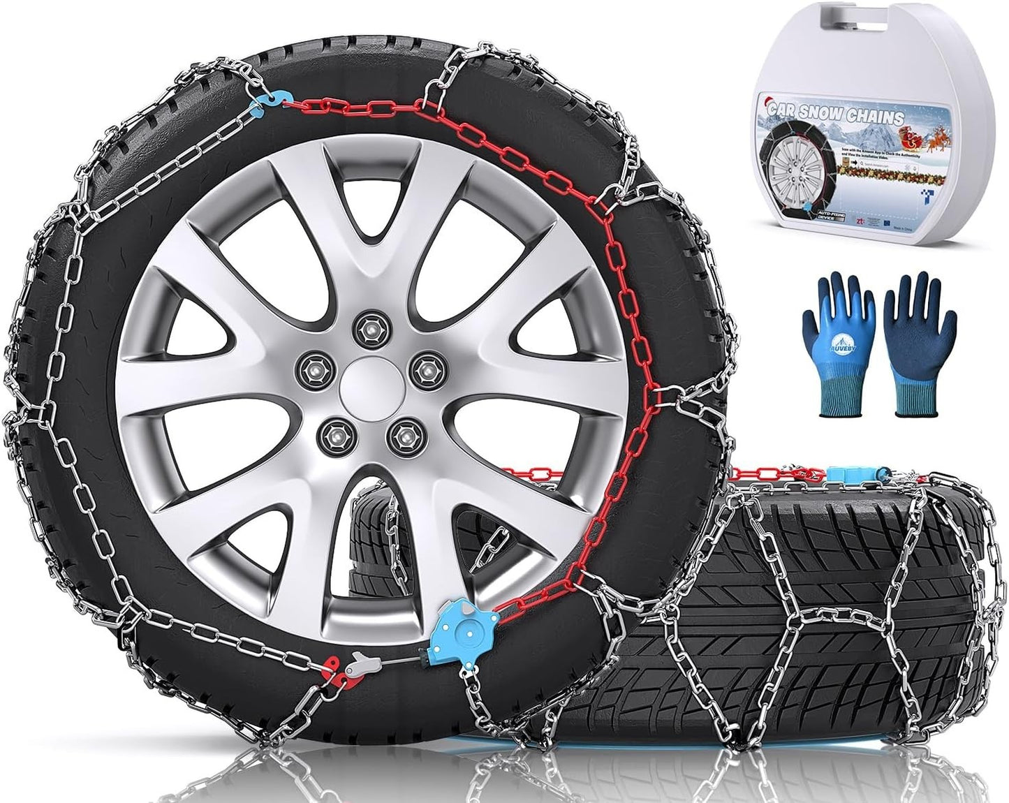 Snow Tire Chains Auto Fixing Quick Install 1 Min Universal Car SUV Set of 2