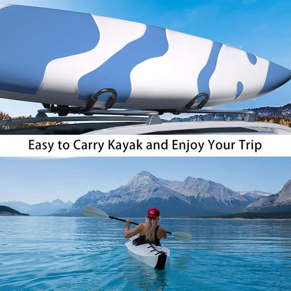 XGeek Foldable Kayak Roof Rack J-Style Carrier for Car SUV Truck 158 lb Capacity