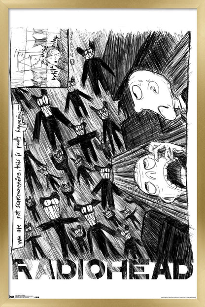 Radiohead - Scribble Wall Poster, 14.725" x 22.375", Gold Framed Version