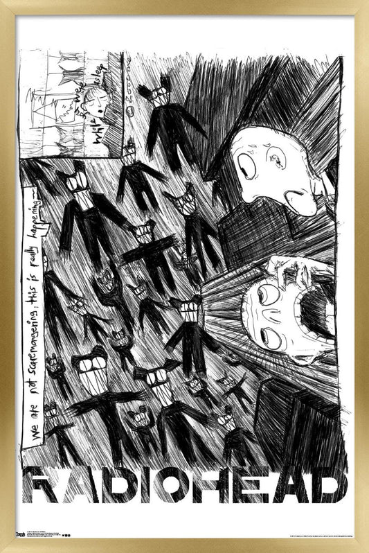 Radiohead - Scribble Wall Poster, 14.725" x 22.375", Gold Framed Version