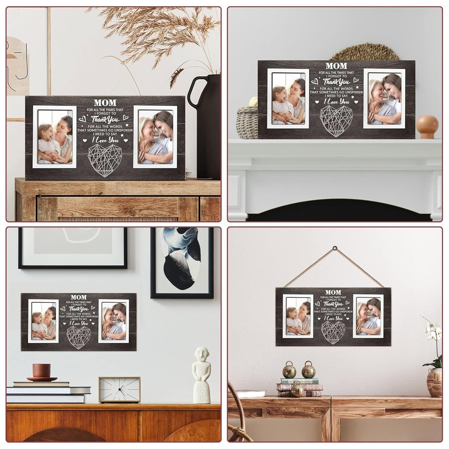 Gifts for Mom from Daughter, Son, Mom Picture Frame Holds 2 Size 4x6 Photos