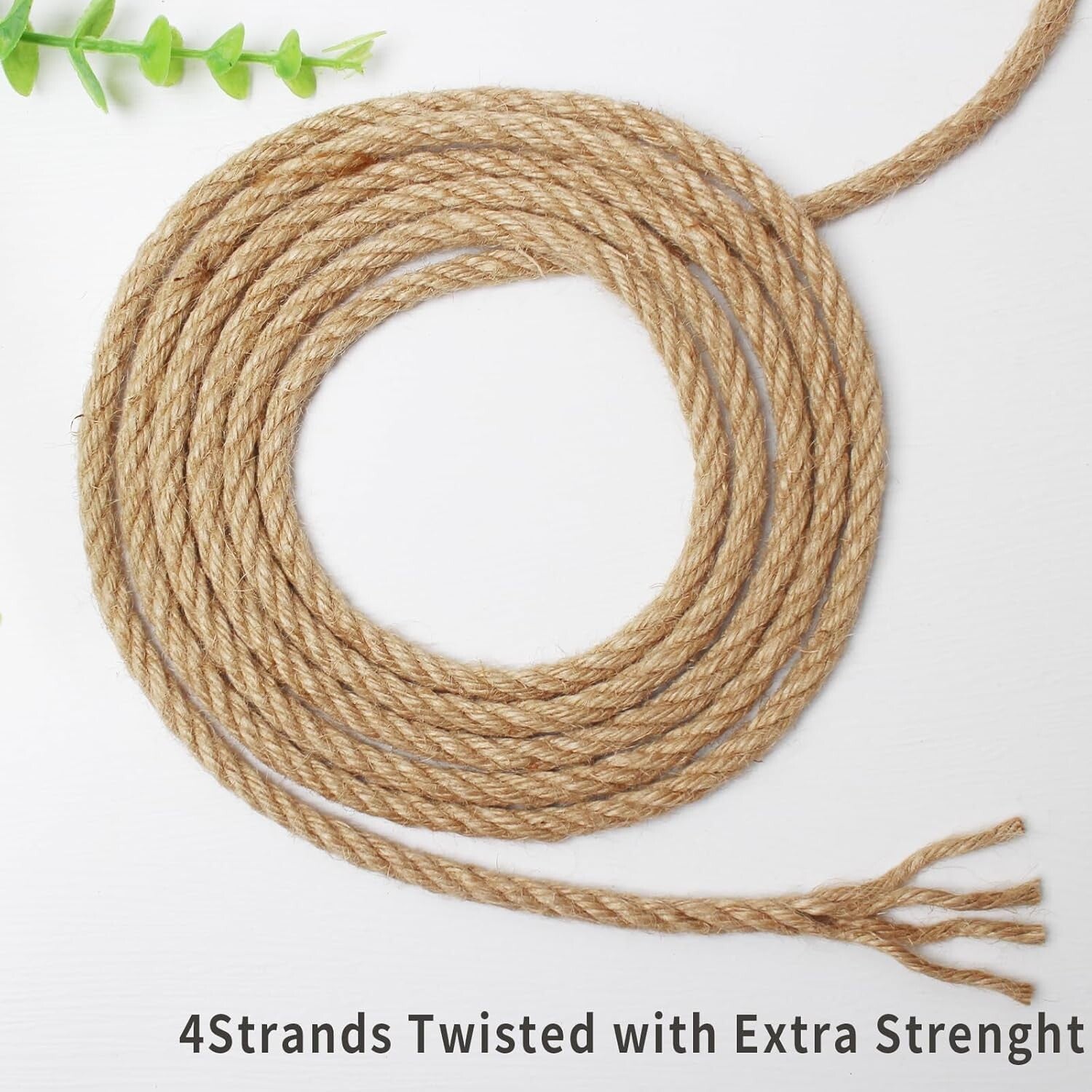 Heavy Duty Jute Rope 8mm 91Ft Natural Strong Cord Twine, Brown, Art, Cat, Garden