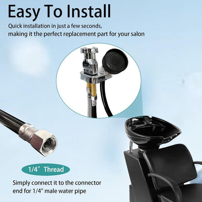 2 Pack Salon Shampoo Bowl Faucet Sprayer Head Rubber 47” Hose Connector 1/4”