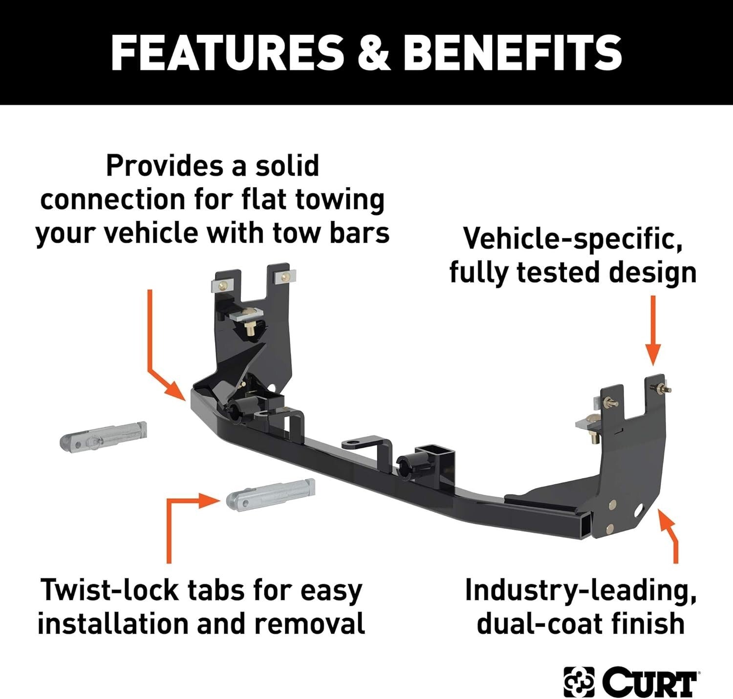 CURT 70114 Custom Tow Bar Base Plate Brackets for Dinghy Towing, Ford Explorer