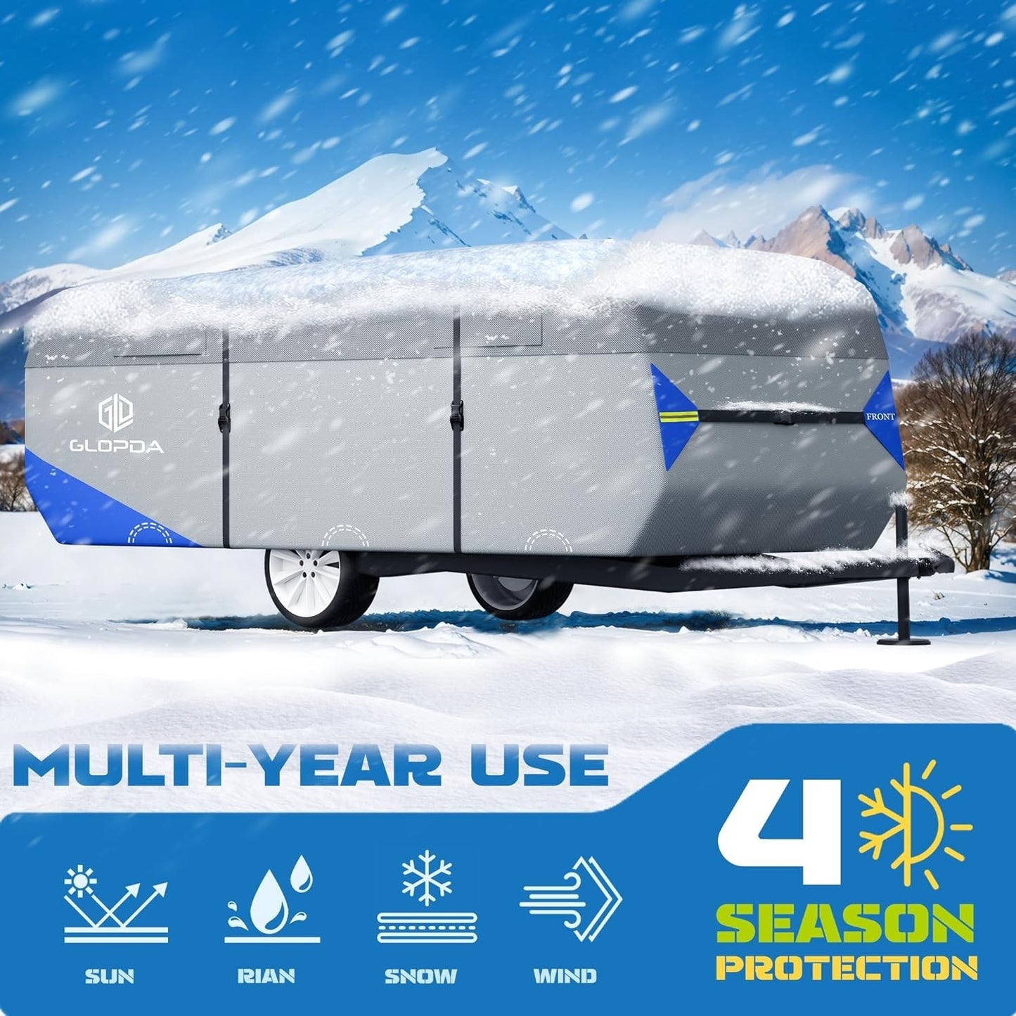 Pop Up Camper Cover 8'-10' Heavy Duty 7-Layer Waterproof RV Trailer Cover