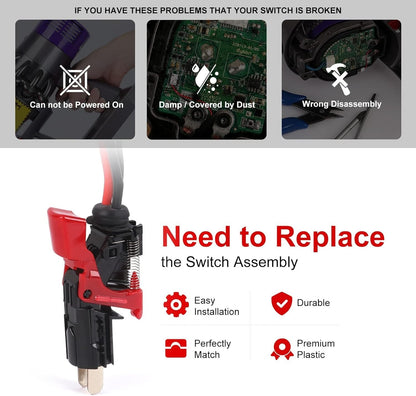 Upgraded Trigger Switch Assembly for Dyson V10 SV12 Vacuum  Red Replacement Part