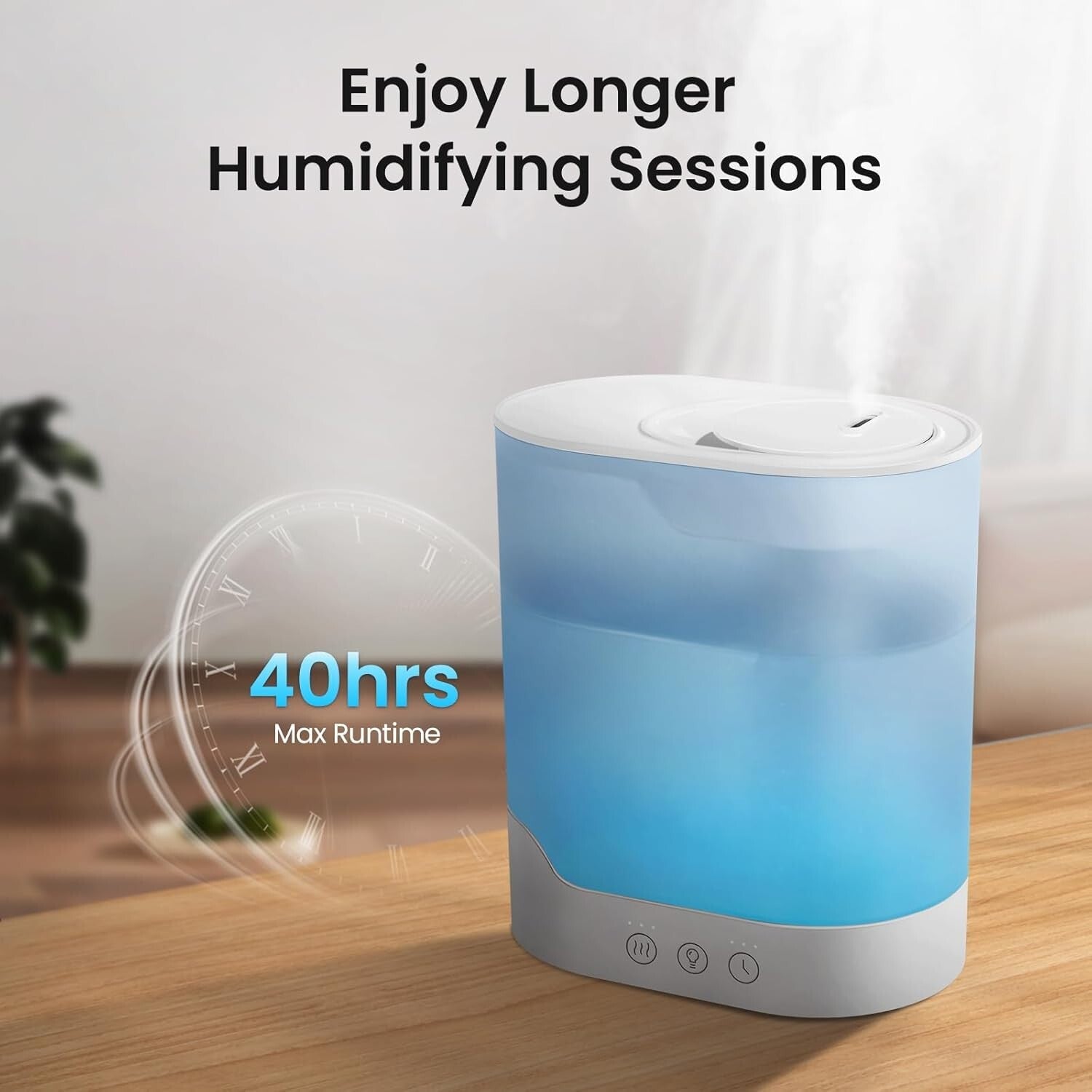 Air Humidifier for Bedroom, 3L Top-Fill Cool Mist
