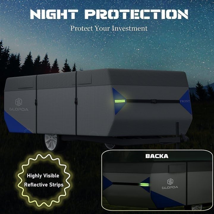 Pop Up Camper Cover 8'-10' Heavy Duty 7-Layer Waterproof RV Trailer Cover