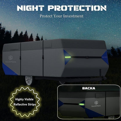 Pop Up Camper Cover 8'-10' Heavy Duty 7-Layer Waterproof RV Trailer Cover